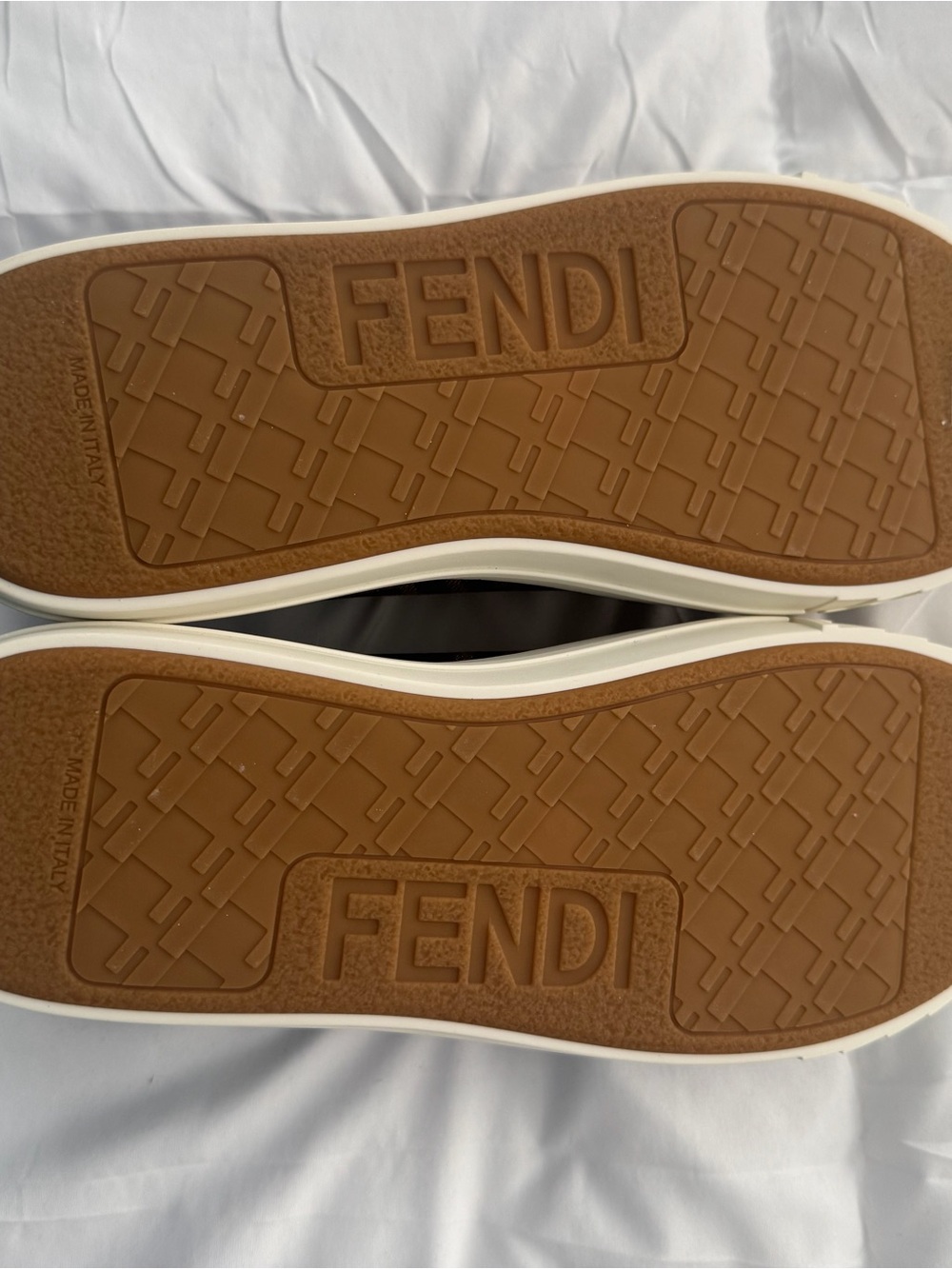 Fendi Brown & Cream Low-Top Logo Sneakers - Picture 5 of 5